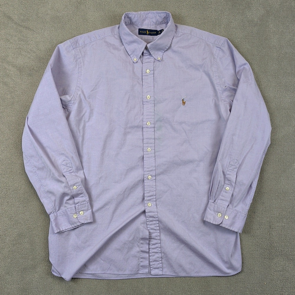 Ralph Lauren Oxford Shirt Mens 18 34-35 Purple Cotton Button Down Long Sleeve